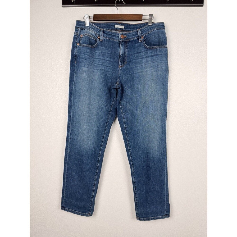 Eileen Fisher Organic Cotton Boyfriend Jeans USA Made Aged Indigo
